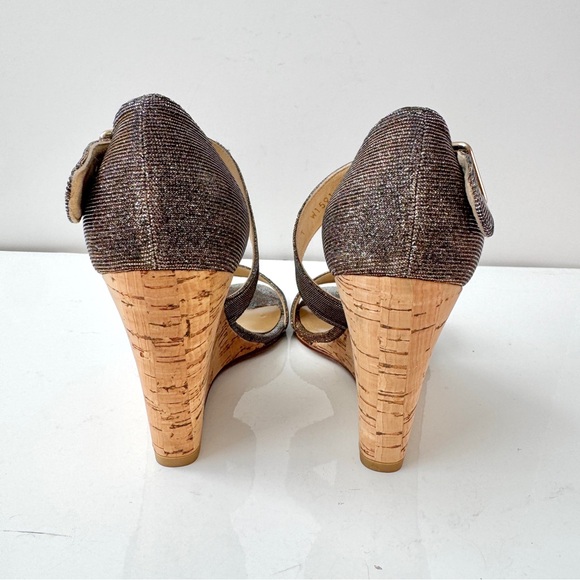 Stuart Weitzman Lineone Pyrite Nocturn Cork Wedge Ankle Strap Sandals Size 8 M - Picture 6 of 11